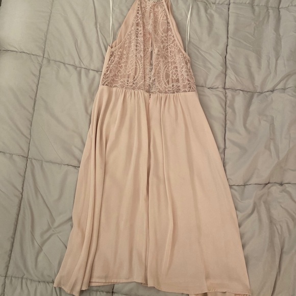 Light pink lace back partial zip hi neck H&M dress - Picture 2 of 5